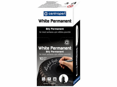 Centropen popisovač biely 2686 permanentný, šírka stopy 1,2mm
