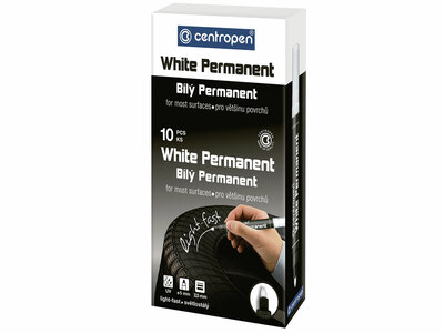 Centropen popisovač biely 8586 permanentný, šírka stopy 2,5mm