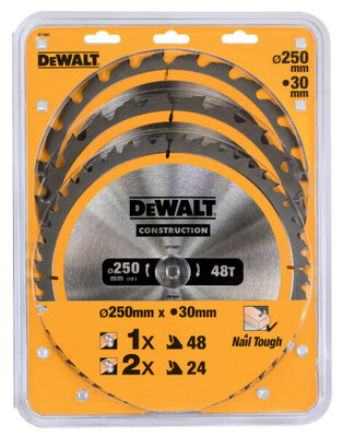 DeWalt set kotúčov na drevo 250x30mm DT1963