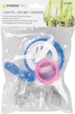 Strend Pro zahradní ventil 3/4", 16 mm, s redukcí na IBC nádrž, PVC