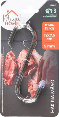 Hák na mäso MagicHome, bal 3ks, nerez, 12x7.5 cm, pr. 5 mm