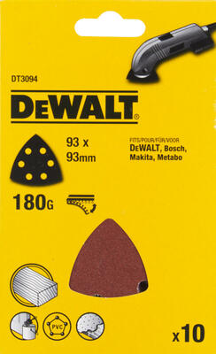 DeWalt papier pre delta brúsku 93x93mm P180, 10ks DT3094