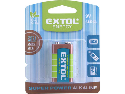 Extol Energy baterie alkalická, 9V, typ 6LR61