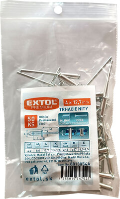 Extol Premium trhacie nity hliníkové 4,0x12,7mm 50ks, 8813854A