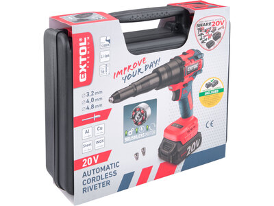 Extol Premium SHARE20V aku nitovacia pišoľ 3,2-4,8mm, 1x 2,0Ah aku, 8891868