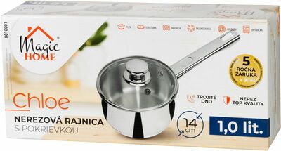 Rajnica MagicHome Chloe, 14 cm, 1 lit. so sklenenou pokrievkou, nerez