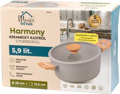 MagicHome Harmony hrniec so sklenenou pokrievkou, 28 cm