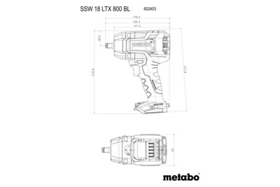 Metabo SSW 18 LTX 800 BL aku rázový uťahovák 1/2" 18V bez aku 602403840