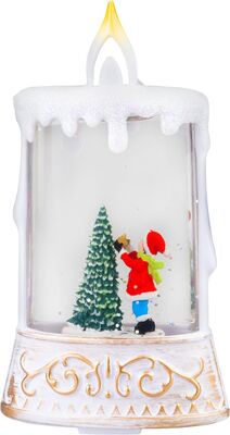 Lampáš MagicHome Vianoce, Santa so stromčekom, plast, 1xLED teplá biela, 8x4x15 cm, 2xAAA
