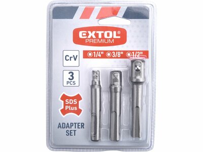 Extol Premium adaptér pre nástrčné hlavice, 3ks, SDS+ na 1/4"-3/8"-1/2"