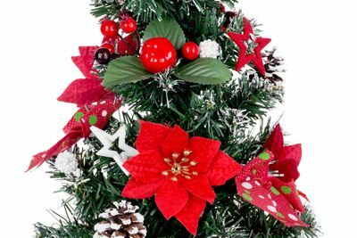 MagicHome vianočný stromček ozdobený, červený, 41 cm