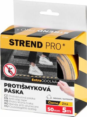 Strend Pro lepiaca páska protišmyková, extra odolná, čierno/žltá 50 mm, L-5 m