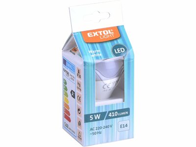 Žiarovka LED mini, 5W, 410lm, E14, pr.45mm, EXTOL LIGHT