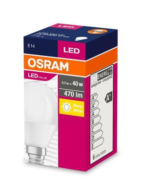 Ziarovka OSRAM® LED FR 040 (ean7898) non-dim, 5,7W/827 E14 2700K Value CLASSIC P