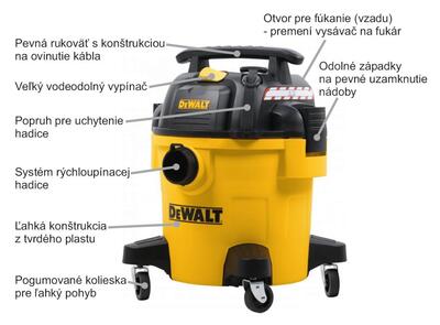 DeWalt DXV20PC priemyselný vysávač s funkciou vyfukovania 20L
