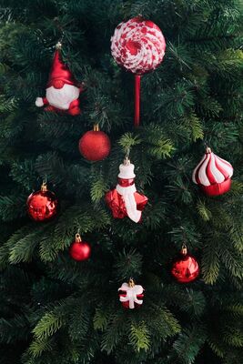 MagicHome vianočné gule na stromček, červené, mix 47 ks