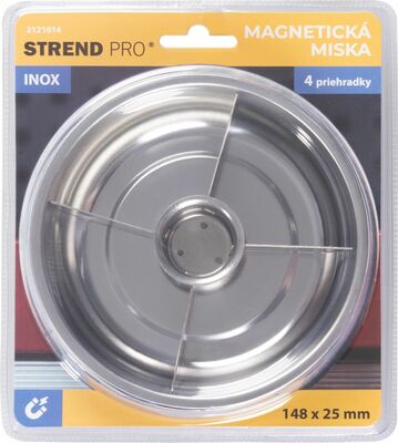 Strend Pro magnetická miska na skrutky, 4 priehradky, nerez, 148x25 mm
