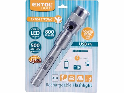 Extol Light svítilna LED hliníkové dobíjecí 800lm 43124