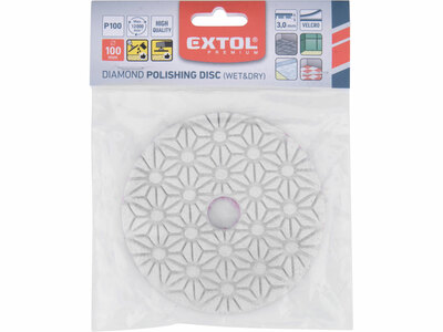 Extol Premium diamantový leštící kotouč na suchý zip, Ø100mm, P100, 8803092