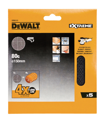 DeWalt brusná síťovina pro excentrické brusky 150mm P80, 5ks DTM3123