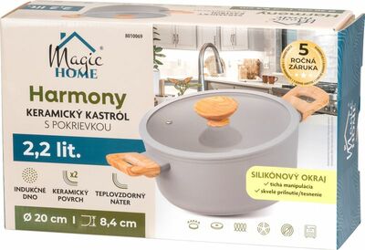 MagicHome Harmony hrniec so sklenenou pokrievkou, 20 cm