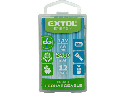 Extol Energy baterie dobíjecí 12ks, 1,2V, typ AA, 42063