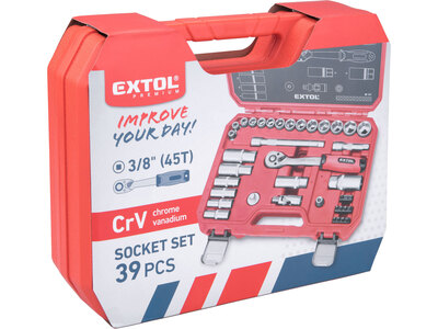 Extol Premium sada nástrčných klíčů, 3/8", 39-dílná, 8818322