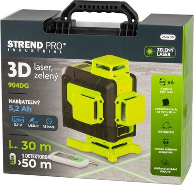 Strend Pro Industrial krížový laser zelený s diaľkovým ovládaním, 4x360°, 258200