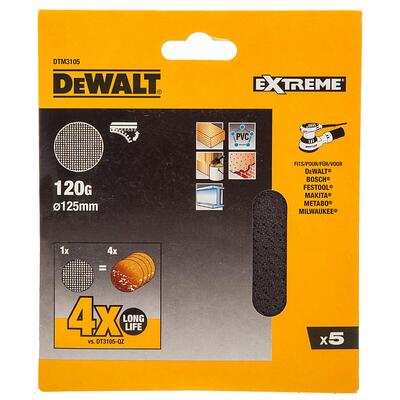 DeWalt DTM3105 brusná síťovina pro excentrické brusky 125mm 120, 5ks