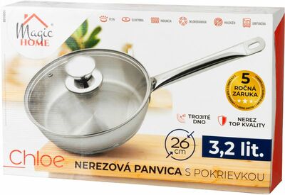 Panvica MagicHome Chloe, 26 cm, 3,2 lit., so sklenenou pokrievkou, nerez