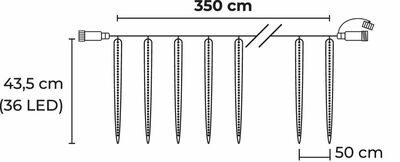 Reťaz MagicHome Vianoce Icicle, 288 LED studená biela, 8 cencúľov, vodopádový efekt, 230 V