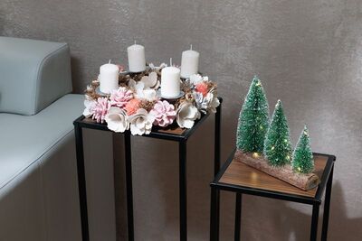 Veniec MagicHome Vianoce, adventný, ružovo-oranžový, 30 cm