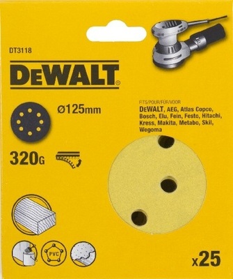 DeWalt brusný papír na suchý zip 125mm P320, 25ks DT3118