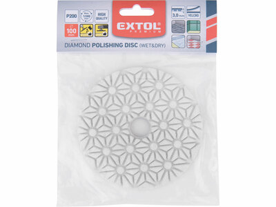 Extol Premium diamantový leštící kotouč na suchý zip, Ø100mm, P200, 8803094