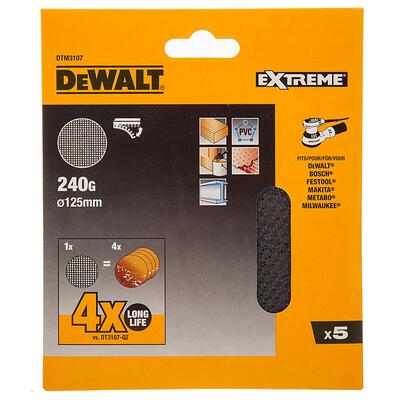 DeWalt DTM3107 brusná síťovina pro excentrické brusky 125mm P240, 5ks