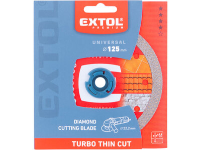 Řezný kotouč diamantový Turbo Thin Cut, ø125x1,4mm, suché a mokré řezání, EXTOL PREMIUM