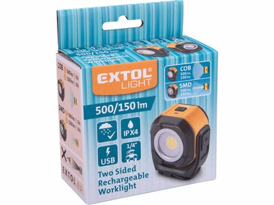 Extol Light svietidlo obojstranné nabíjateľné, 500lm/500lm, 3,7V/2Ah, otočné 43271