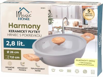 MagicHome Harmony hrniec plytký so sklenenou pokrievkou, 26 cm