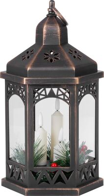 Lampáš MagicHome Vianoce Morocco, LED teplá biela, sviečky, čierny, 3xAAA, plast, časovač, 18
