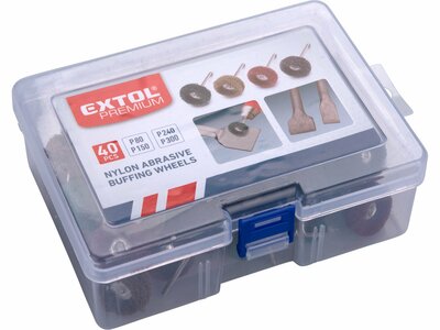 Extol Premium leštiace nylonové kotúče 40ks, Ø25mm, stopka Ø3mm, P80-150-240-300, 8803761