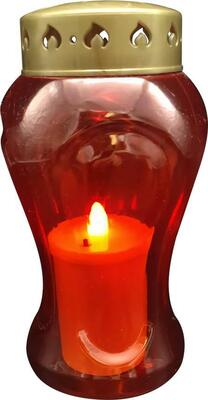 MagicHome kahanec TG-26, s LED sviečkou, na hrob, červený, 17 cm, súčasť balenia 2xAA, 2172289