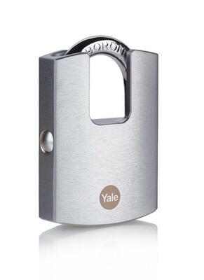 Yale Y122B/50/123/1, High Security, visiaci zámok pochromovaný, 50 mm, 3 kľúče, 252358