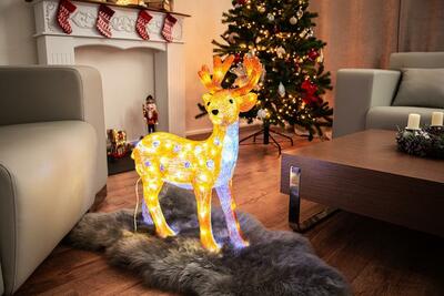 Dekorácia MagicHome Vianoce, Jeleň, 80 LED, studená biela, akryl, IP44, exteriér, 46x27x63 cm