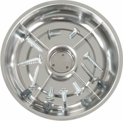Strend Pro magnetická miska na skrutky, 4 priehradky, nerez, 148x25 mm