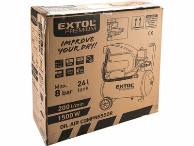 Extol Premium kompresor olejový 1,5kW, nádoba 24l, 8bar 8895310