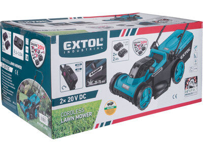 Extol Industrial Share20V akumulátorová sekačka na trávu, záběr 43cm, 20V, 2x2,0Ah akumulátor 879190
