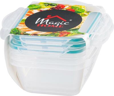 Dóza MagicHome Lunchbox, štvorcová, Clip, sada 3 ks, 0,6 lit., 13,5x13,5x7,5 cm
