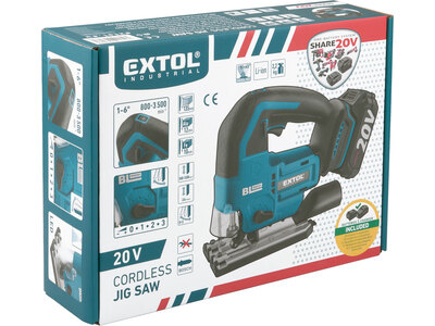 Extol Industrial Share20V aku přímočará pila bezuhlíková 1x2,0Ah aku 8791824