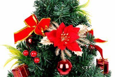 MagicHome vianočný stromček ozdobený, červený, 40 cm