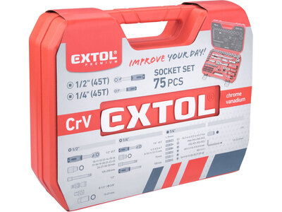 Extol Premium gola sada, 1/4", 1/2", 75-dílná, 8818321